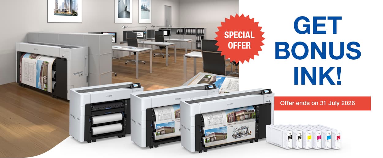SureColor T3760D, T5760D and T7760D bonus ink offer banner