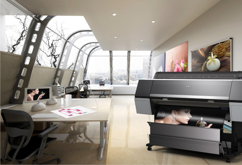 Designer office with large printer